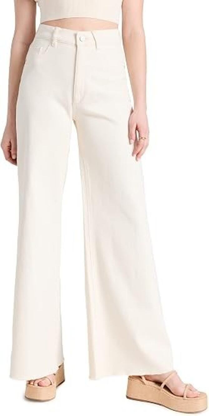 DL1961 Hepburn Wide Leg High Y2k Vintage Raw Hem Off White Jeans 24 A011234